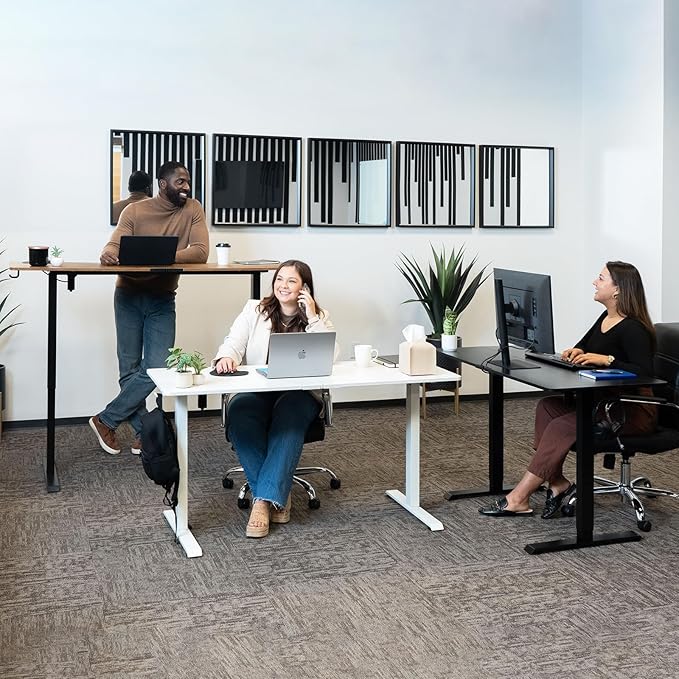 Veken 55 Inch, Height Adjustable Sit Stand Up, Wood Desktop, Work Home Office - Image 6