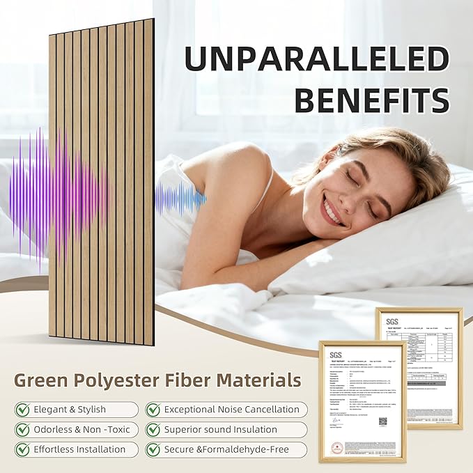 TO-TH Wood-Look Sound Panels, 4 Pack 47.2” x 23.6” Soundproof Wall Panels - Image 3