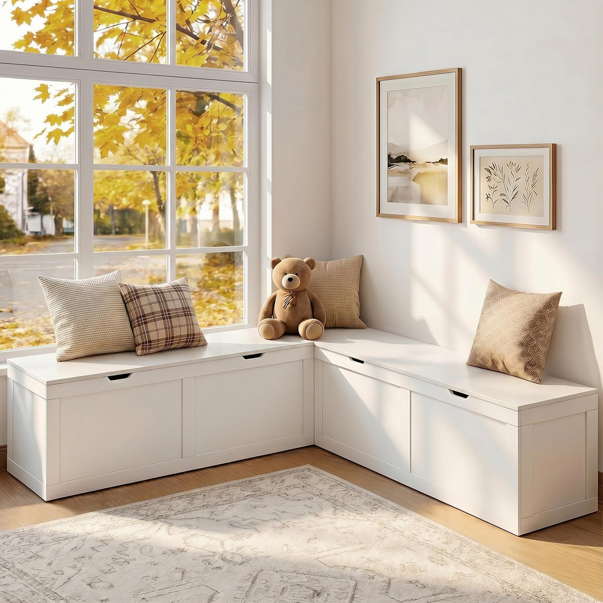 63” breakfast nook bench, l shaped storage bench, main product view
