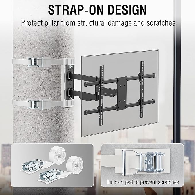 CondoMounts CLMTVA1064 Full-Motion Pillar Mount – Strap-on, No Drilling Required - Image 3