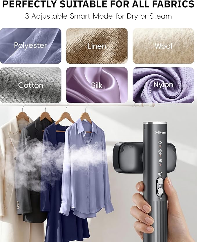 OGHom Steamer for Clothes, 110-240V Travel Steamer & Iron 2 in 1, 1000W - Image 4