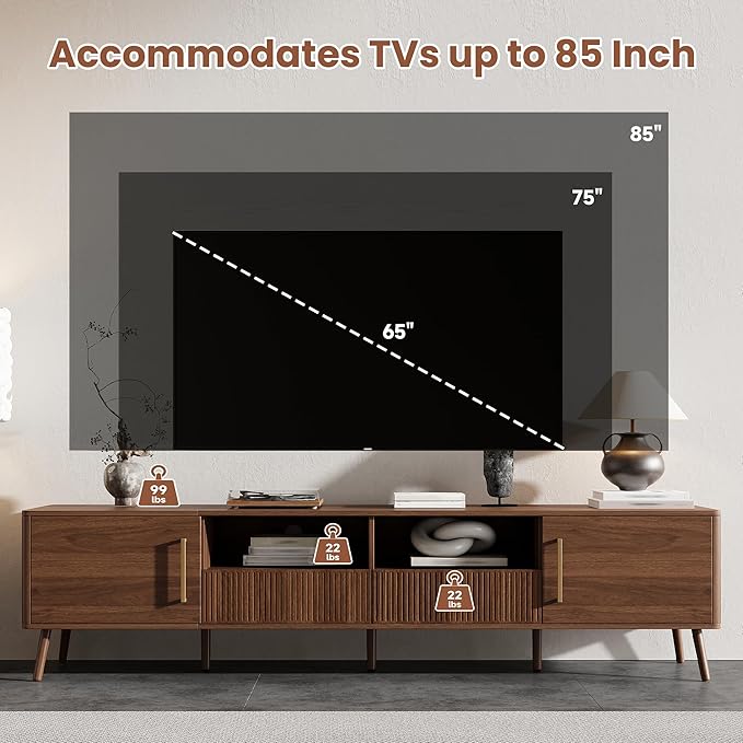 Merax Mid Century 78" TV Stand, Modern Entertainment Center - Image 6