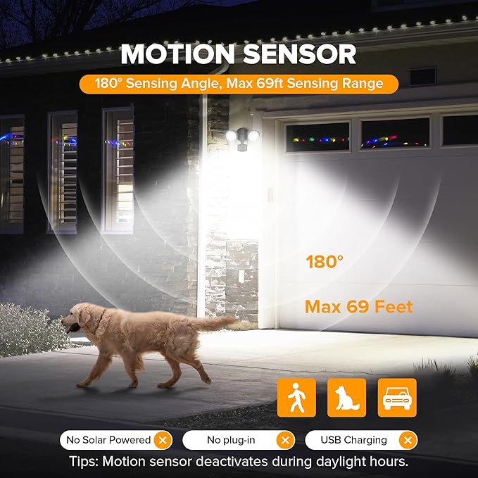 LUTEC 32W 3500 Lumen LED Security Lights Motion Sensor Light Outdoor, 5000K - Image 3