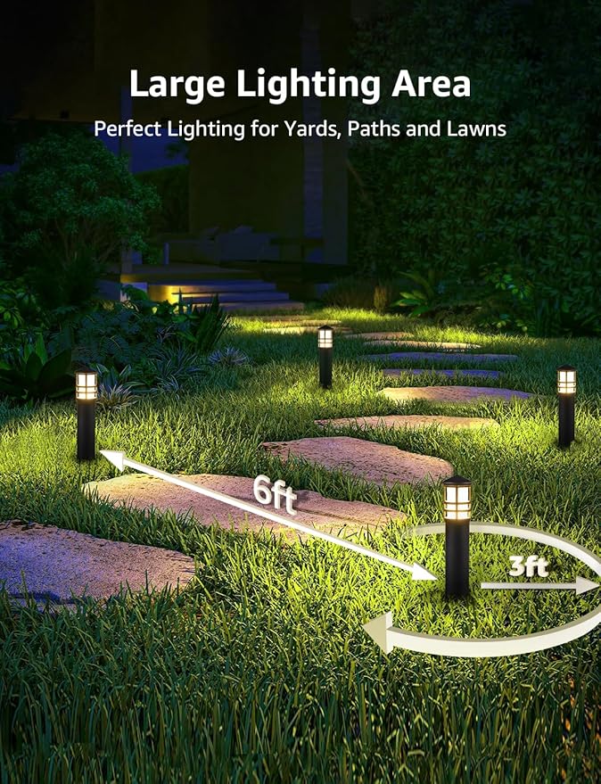 SUNVIE 8-Pack Low Voltage Pathway Lights 3W LED Landscape Pathway Lighting - Image 3