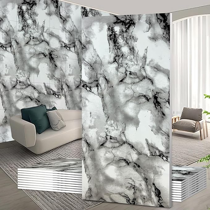 Wall Panels Peel and Stick，PVC imitation artificial marble tiles sticker，30 pcs by Unknown