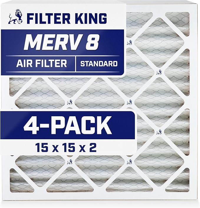 Filter King 15x15x2 Air Filter | 4-PACK | MERV 8 HVAC Pleated A/C Furnace by FilterKing