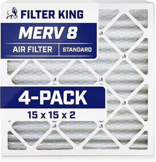 Filter King 15x15x2 Air Filter | 4-PACK | MERV 8 HVAC Pleated A/C Furnace by FilterKing