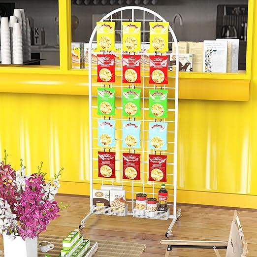 Asee'm Grid Wall Panels Display Stand 2' x 5.2' FT White Movable Wire Grid Wall - Image 7