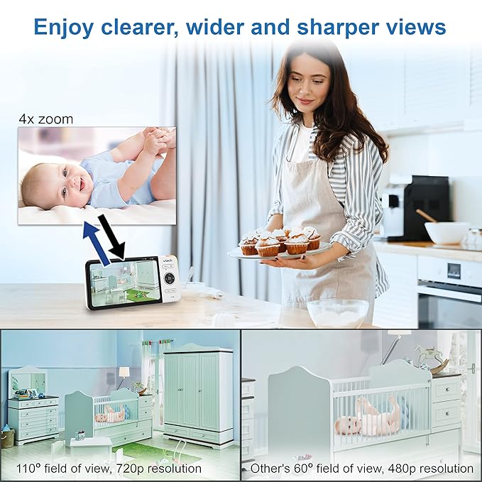 VTech VM818HD Baby Monitor, Night Light, 110-degree Wide-Angle True-Color - Image 3