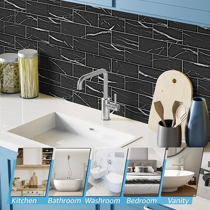 Art3d 102-Piece Faux Stone Peel and Stick Backsplash Tile, Waterproof Thick PVC - Image 7