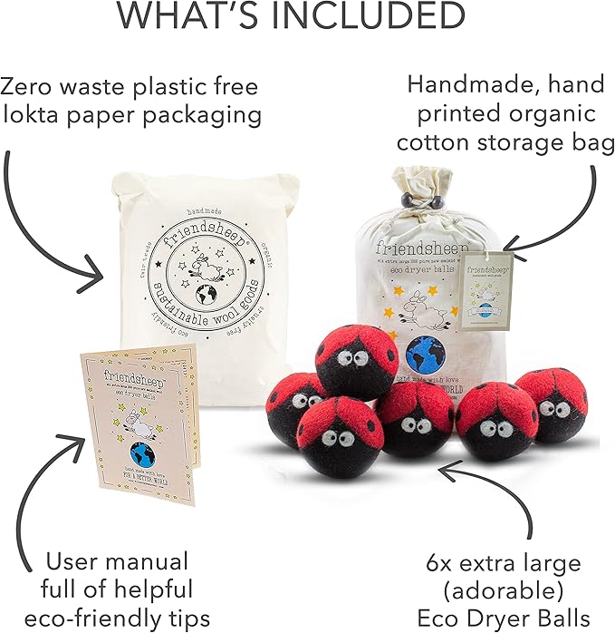 Friendsheep Wool Dryer Balls, Organic Reusable Fabric Softener Alternative - Image 4