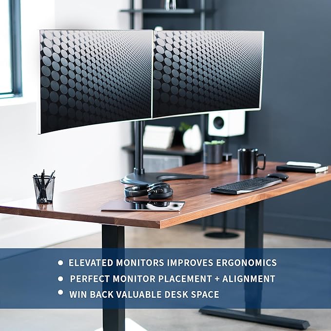 VIVO Dual Ultrawide Monitor Mount, Free-Standing Desk Stand - Image 2
