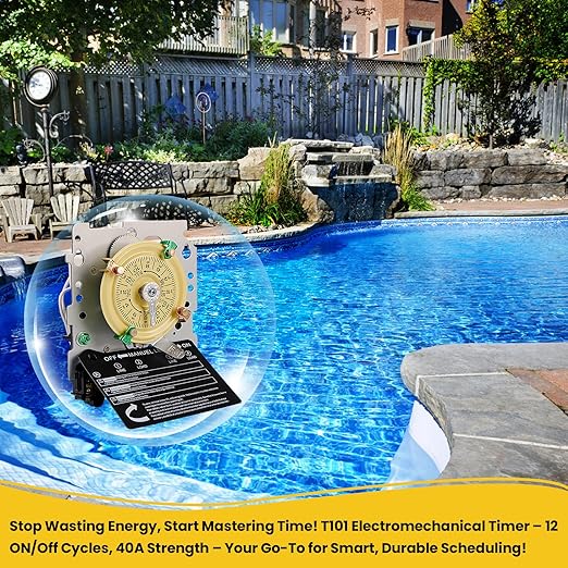 T104M Mechanical Timer Switch, 208-277 VAC 5HP 40A DPST Pool Pump Timers - Image 2