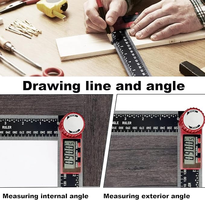 NORTOOLS Digital Angle Finder, 7 inch /200mm T-Bevel Protractor Ruler, - Image 3