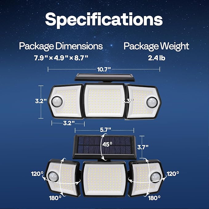 VIVOHOME Linkable Solar Lights Outdoor Waterproof, Dual Roating Motion Sensor - Image 8