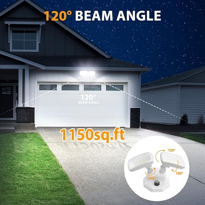 Onforu 32w 3200LM Dusk to Dawn Outdoor Lighting, 6500K Dual-Head Flood Light - Image 6