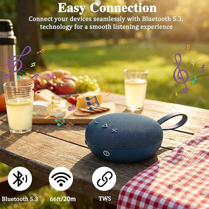FIVERICH Magnetic Portable Bluetooth Speakers, IPX5 Shower Speaker Bluetooth - Image 4