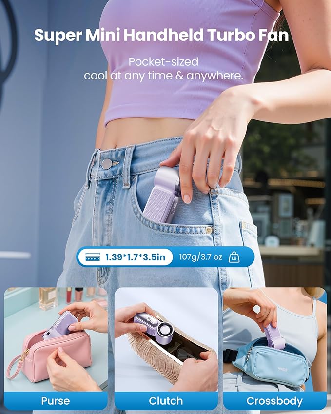 Gaiatop Portable Handheld Mini Fan, 6 Speeds 16900 RPM High Velocity Personal - Image 2
