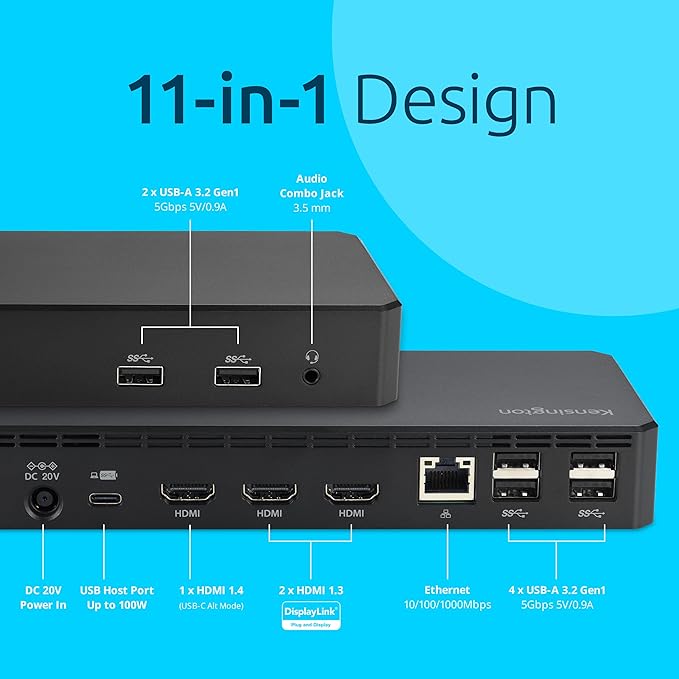 Kensington SD4760P 11-in-1 USB-C Docking Station Triple Monitor DisplayLink - Image 3