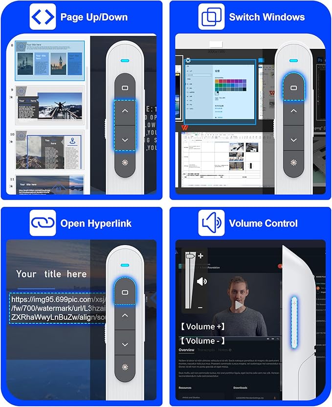 DinoFire White USB C Presentation Clicker Wireless Presenter Remote - Image 3