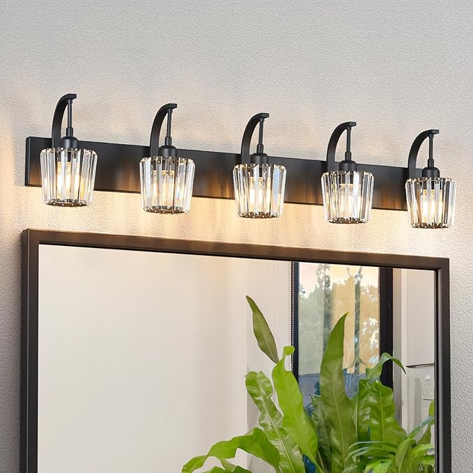 FDPBY Modern Bathroom Vanity Light, 5-Light Black Wall Sconce by FDPBY