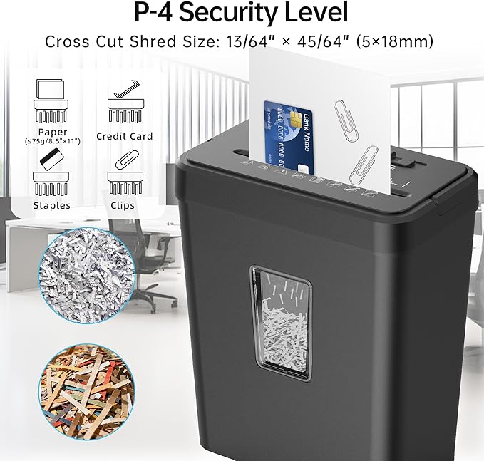 8-Sheet Cross Cut P-4 Security Paper Shredder, 4.2 Gal Bin - Image 3