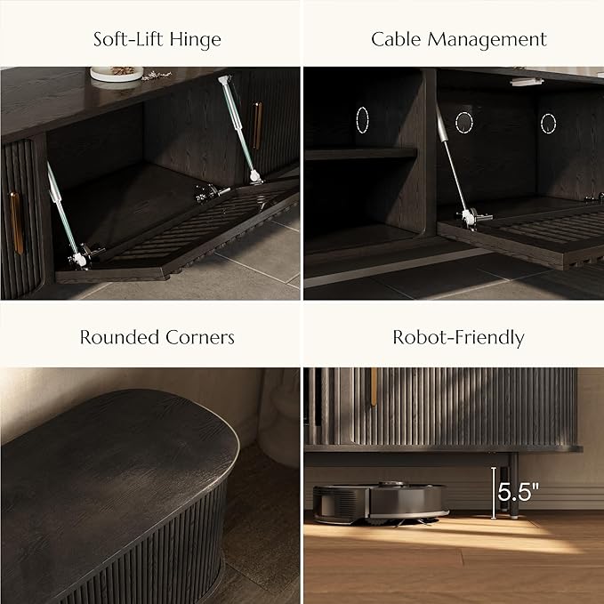 POVISON Fully-Assembled Mid Century Modern TV Stand - Image 4
