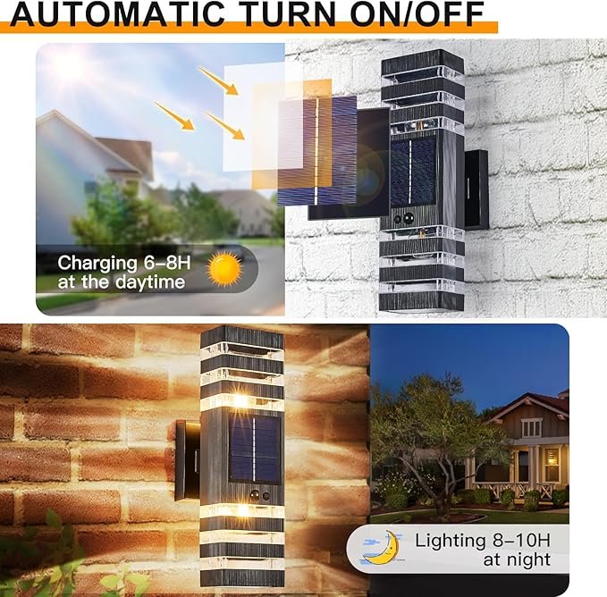 2 Pack Solar Outdoor Wall Lights - Image 4