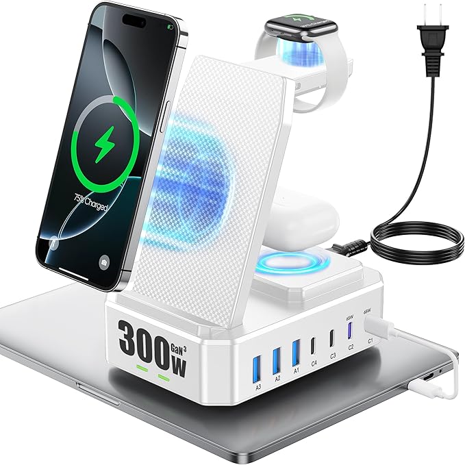 300W Charging Station for Multiple Devices Apple, Zutspzss 10 in 1 Wireless by Zutspzss