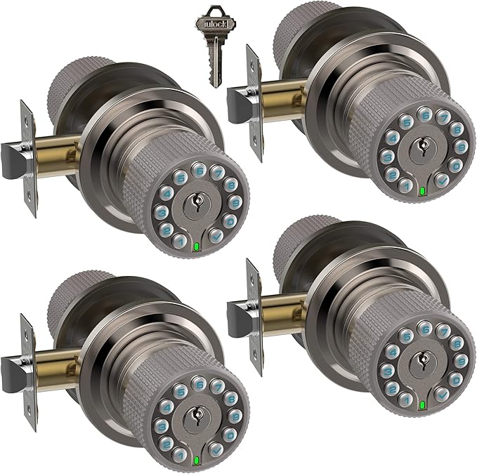 iulock Smart Door Knob with Keypad and Key, Keyless Entry Door Lock with Rubber by iulock