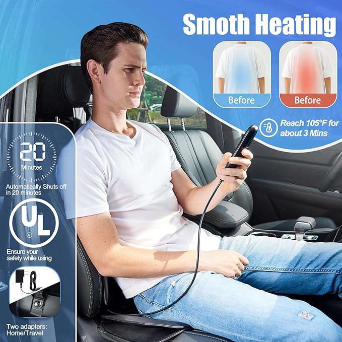 Back Massager with Heat & Traction & Vibration, Seat Massager Pad - Image 6