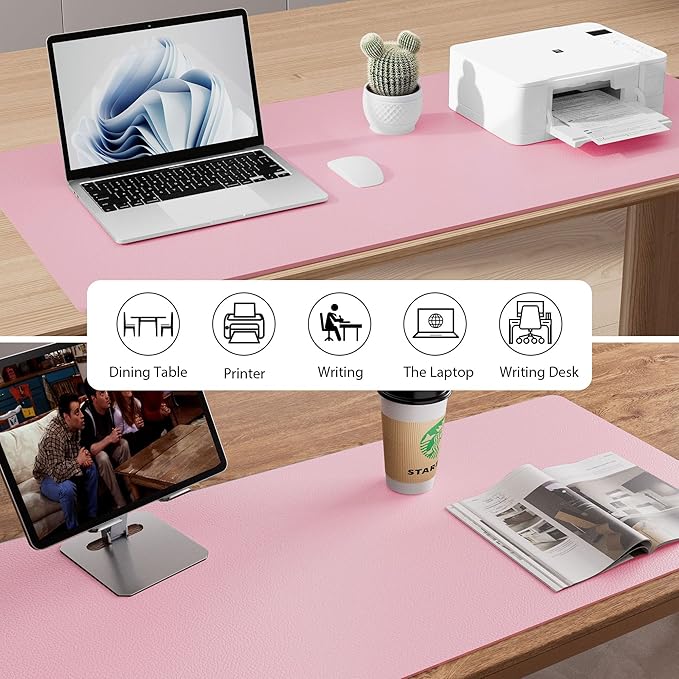 Aothia Leather Desk Pad Protector, Mouse Pad, Office Desk Mat, Non-Slip PU - Image 5