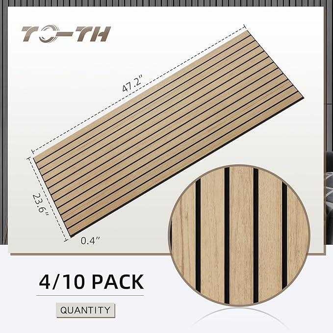 TO-TH Wood-Look Acoustic Wall Panels, 10 Pack 47.2” x 23.6” Sound Panels - Image 5