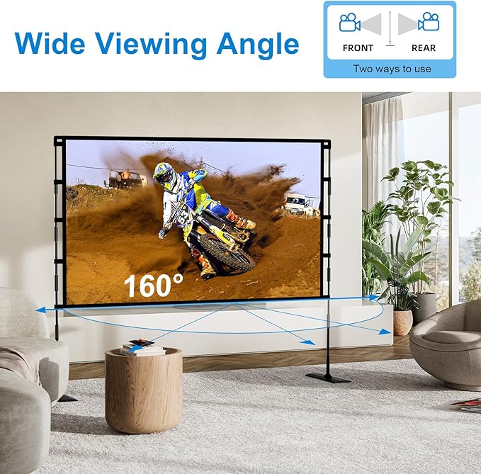 TOWOND Projector Screen and Stand, 100 inch Outdoor Projector Screen Indoor - Image 7