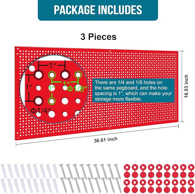 Daanxw Pegboard Rack Garage Storage Steel Horizontal PegBoard Pack, Steel - Image 3