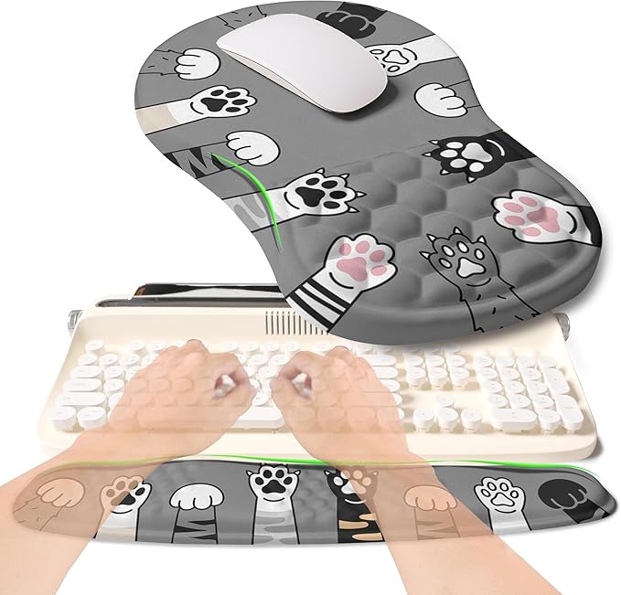 KUOSGM 2-in-1 Ergonomic Set, Wave Rise Keyboard Wrist Rest and Massage Bulge by KUOSGM
