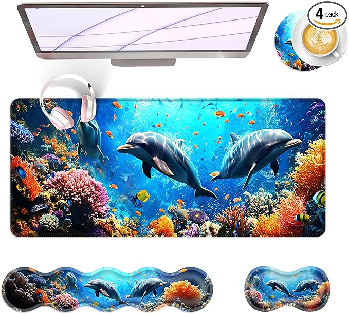 BFUKVOU Large Keyboard Mouse Pad Set, Extended Mouse Pad+Keyboard Wrist Rest by Unknown
