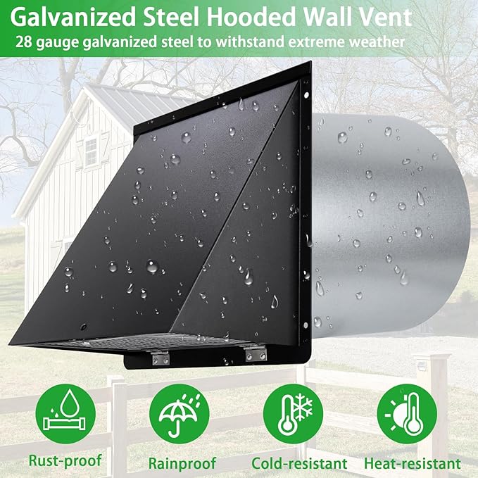 10 Inch Wall Vent Cover, Exhaust Vent Hooded Wall Vent - Image 4