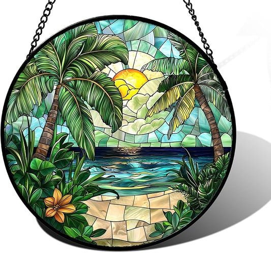 DASTOLL Stained Glass Window Hanging, and Mom 11.8x11.8 in by DASTOLL