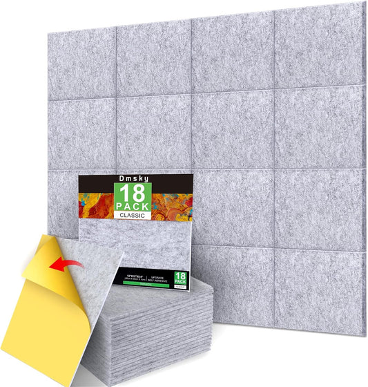 18 Pack Gray Acoustic Panels 12"X12"X 0.4" Soundproof Wall Panels Wall