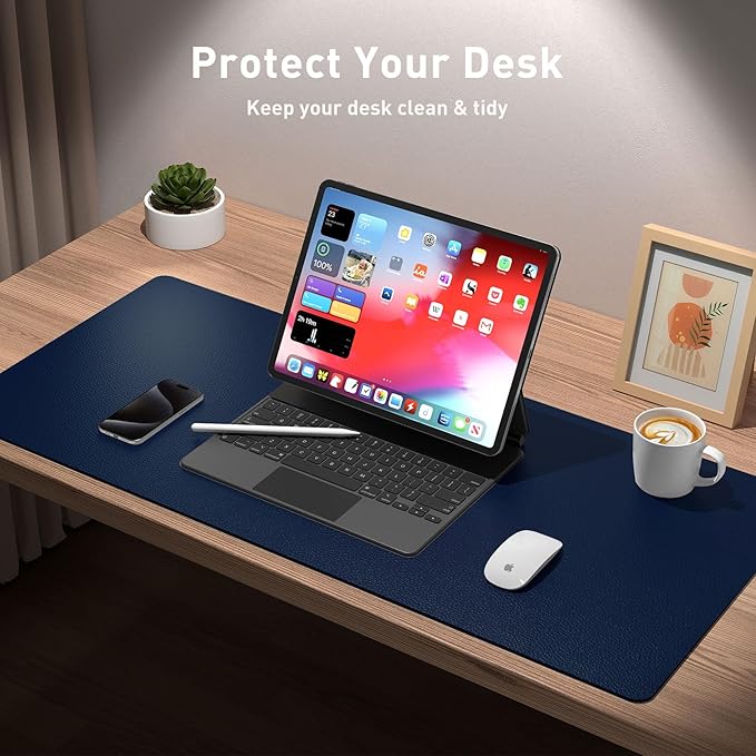 Aothia Leather Desk Pad Protector, Mouse Pad, Office Desk Mat, Non-Slip PU - Image 3