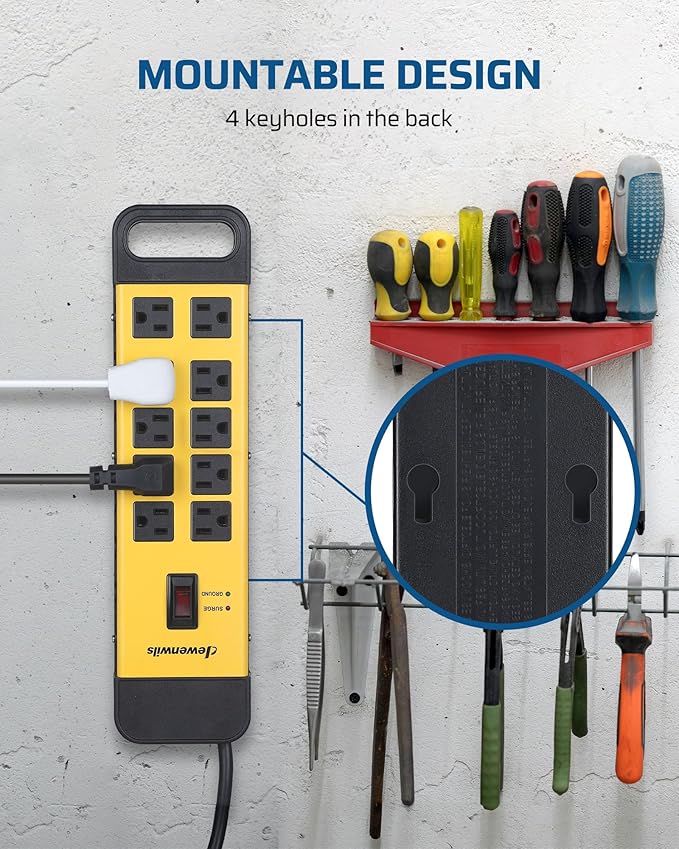 DEWENWILS 10-Outlet Metal Surge Protector Power Strip - Image 6