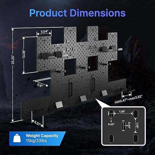 PEGZONE Controller and Headphone Holder Wall Mount, Modular Gaming Pegboard - Image 6