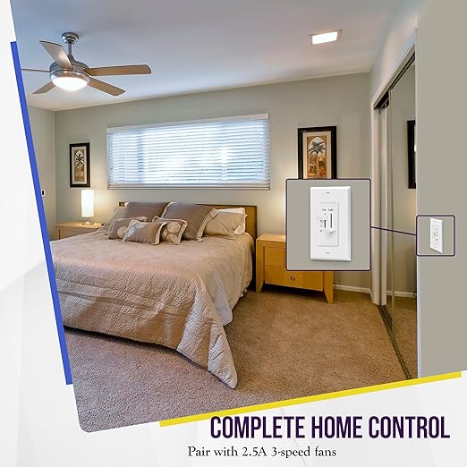 ENERLITES 3 Speed Ceiling Fan Control and LED Dimmer Light Switch, 2.5A Single - Image 6