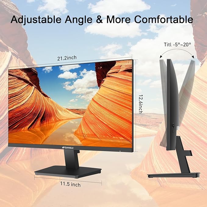 SANSUI Monitor 24 Inch 100Hz PC Monitor, HDMI VGA Ports VESA Mount, FHD - Image 7