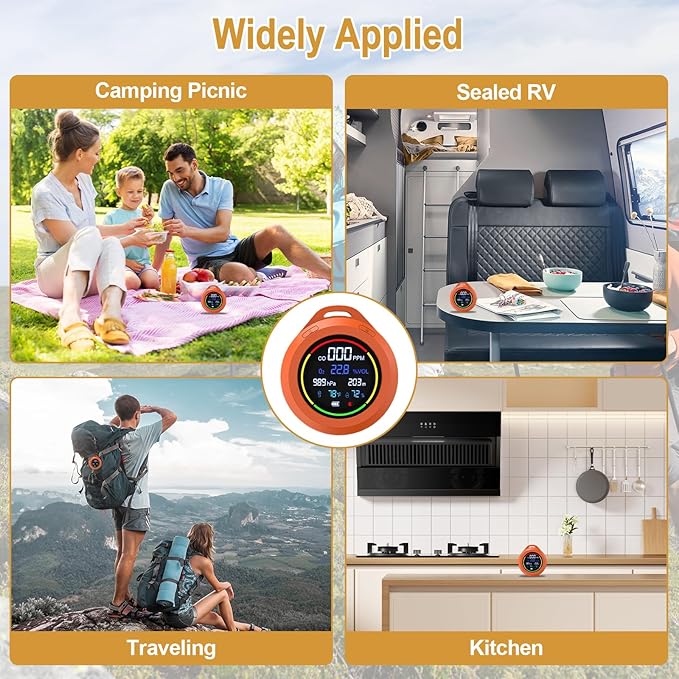 Portable Carbon Monoxide Detectors, 6-in-1 CO Detector, - Image 8