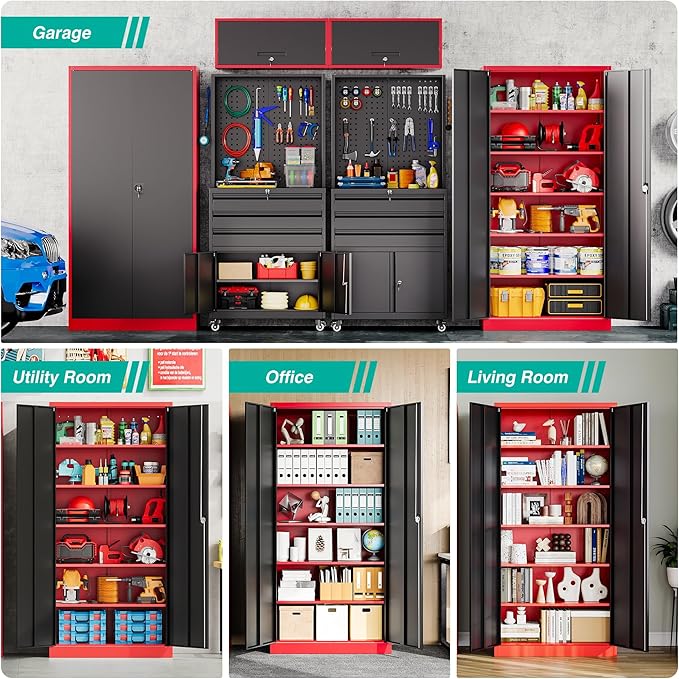 SISESOL Red Metal Storage Cabinet - Image 5