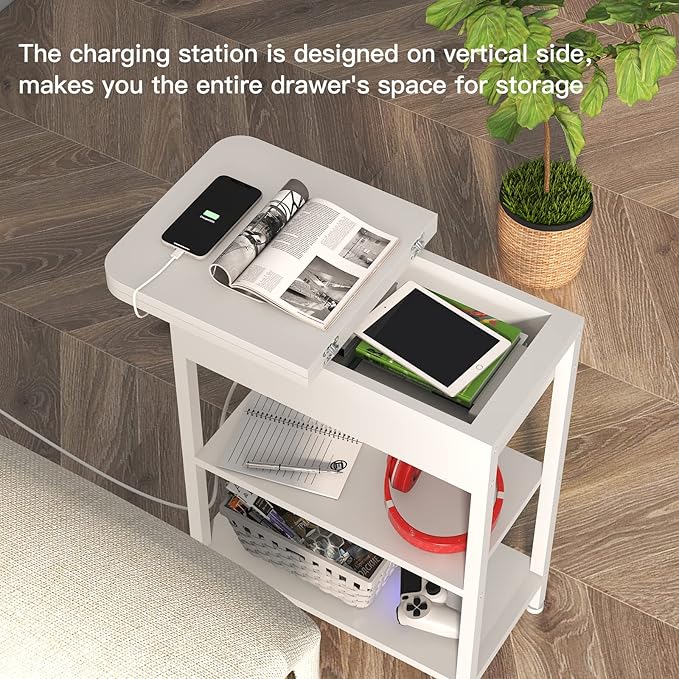 LIDYUK End Table with Charging Station, Nightstands Set of 2 - Image 4