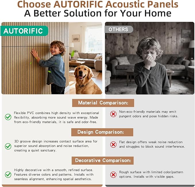 AUTORIFIC Wood Veneer Sound Panels, 10 Pack 47.2”x23.6” Wall Panels, Decorative - Image 5