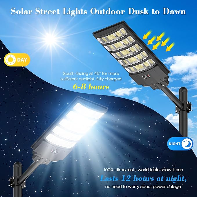 OKPRO Solar Street Lights Outdoor, 10000W Solar Lights Outdoor Waterproof - Image 6
